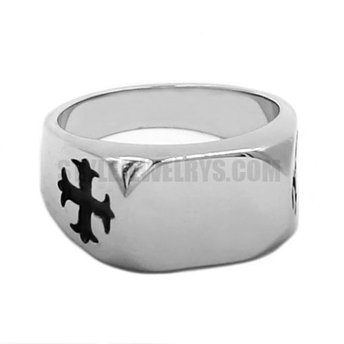 Cross Band Signet Ring Stainless Steel Cross Ring SWR0714 - Click Image to Close